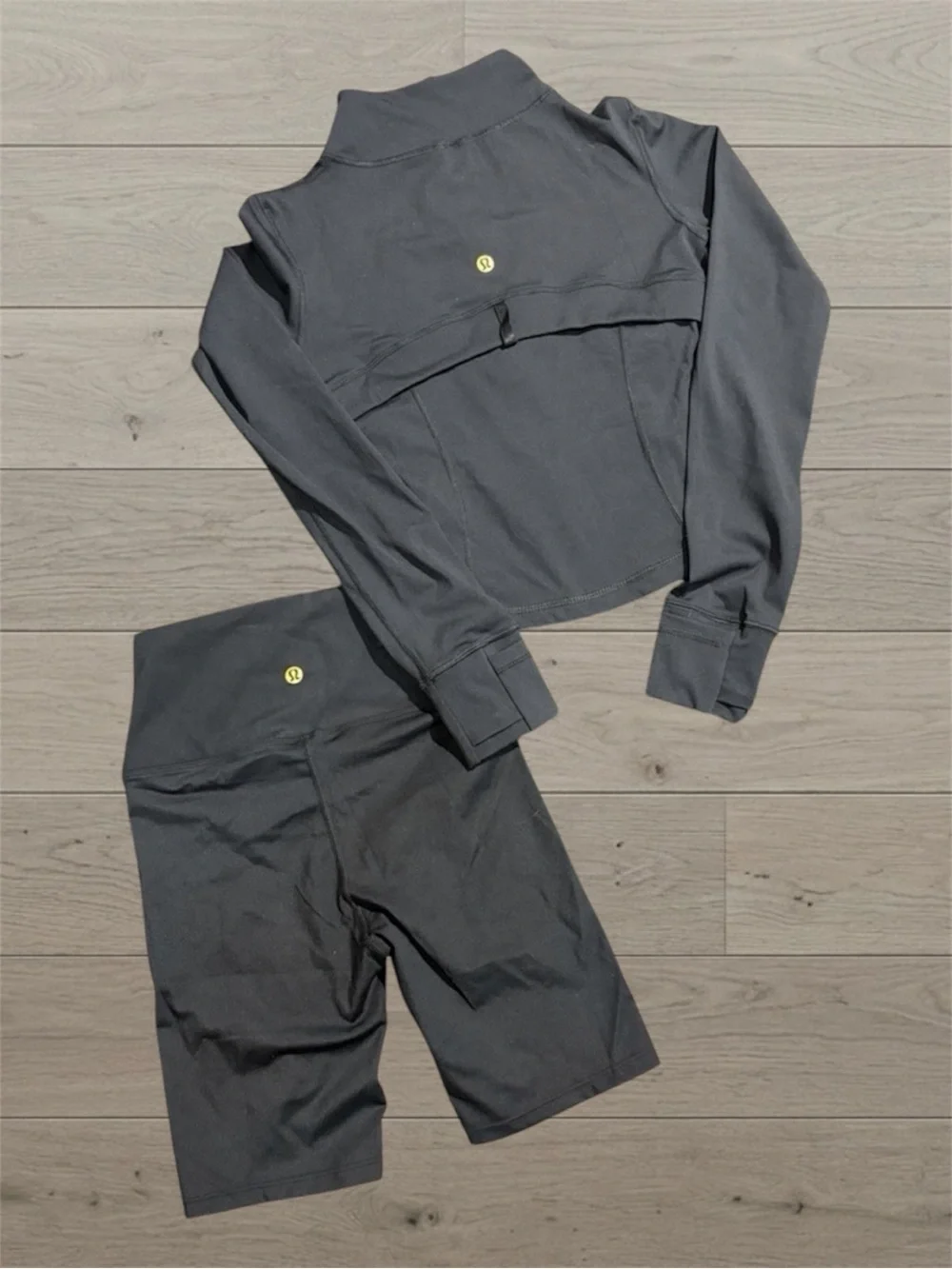Lululemon Black Cropped Nulu Jacket and Short Set - Picture 2 of 3